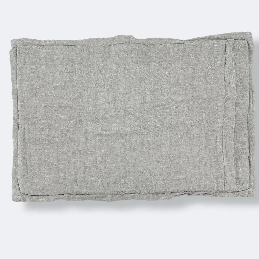 Restoration Hardware Linen Gauze Tufted Sham Mist Gray Lumbar Size 14